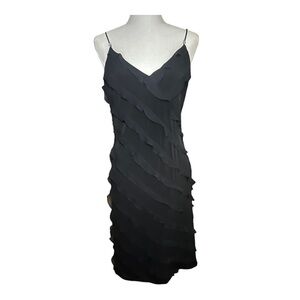 Asymmetrical Ruffle Flirty Black Dress / Vintage, y2k 8